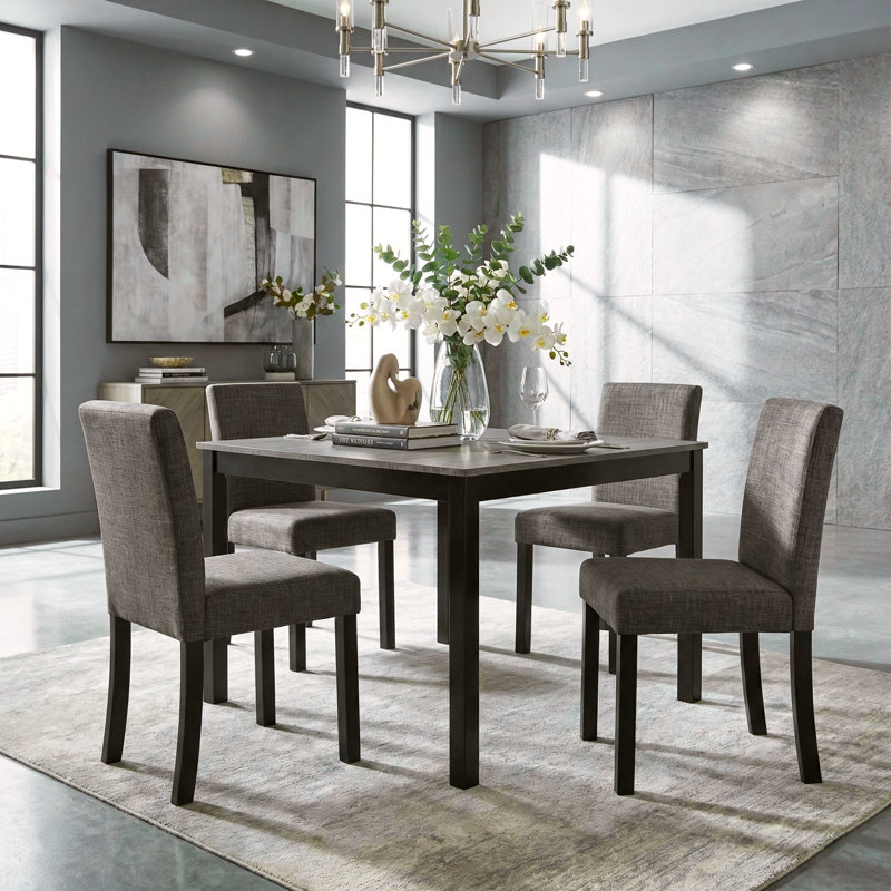 5-Piece Wooden Dining Table Set, 29.8" H x 39" W x 39" D