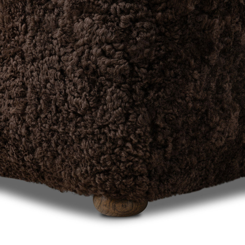 Oslo Ottoman, Cocoa Shearling, Vintage Brown Oak