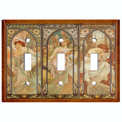 Copper Rust Patina Teal Print 3 - Gang Toggle Light Switch Standard Wall Plate