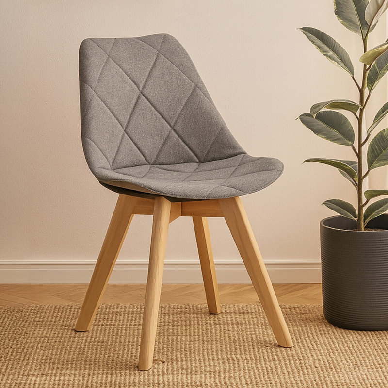 Hollier 47cm H Cotton Upholstered Side Chair in Grey
