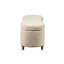 Banc de rangement spacieux à dessus rabattable en tissu texturé et fabrication en bois massif de couleur taupe à côté incurvé