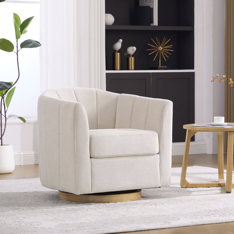Chaise de salle à manger pivotante en tonneau Chensolle, Beige