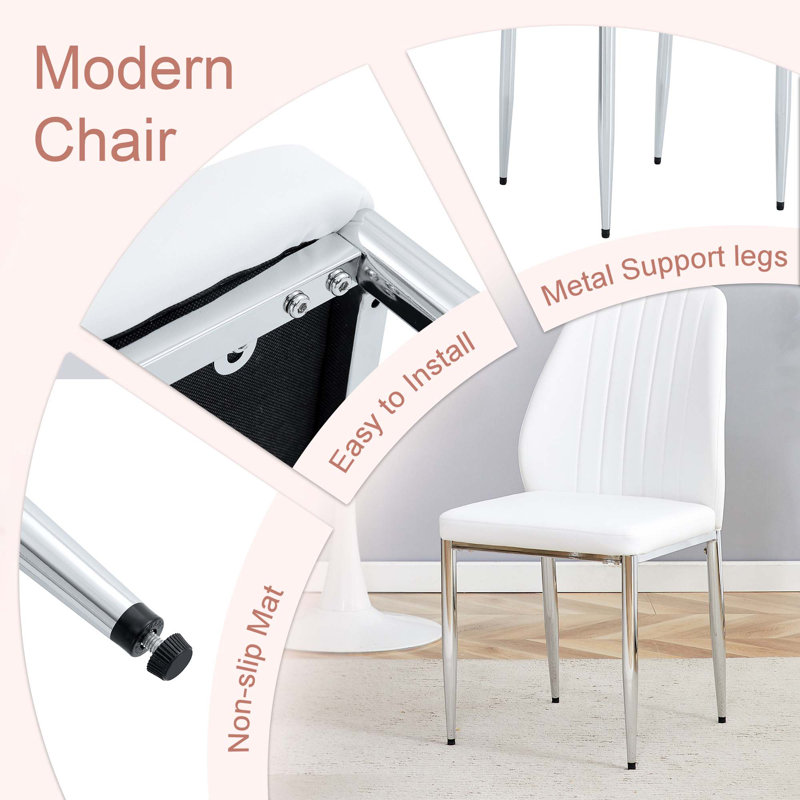 Ensemble de chaises de salle à manger confortables et polyvalentes pour divers espaces, Blanc