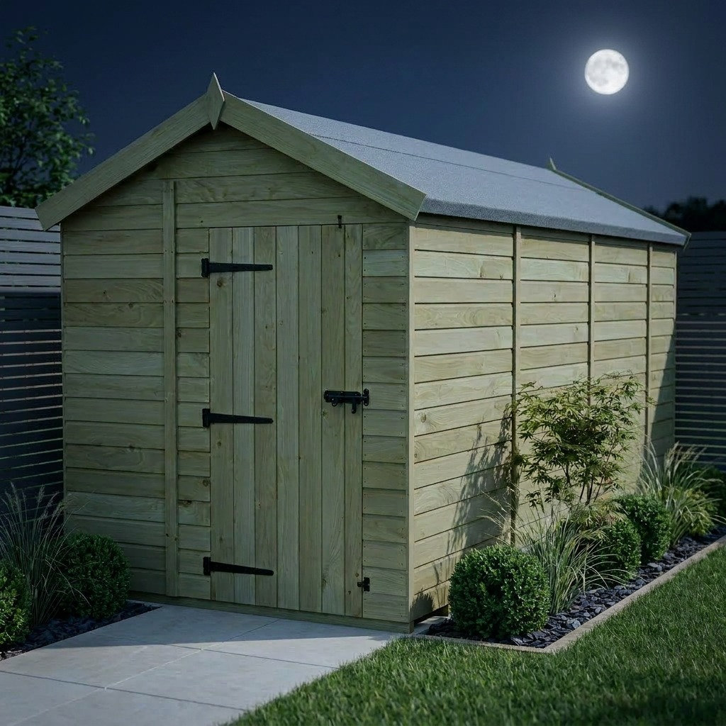 Total Sheds 7ft x 14ft Apex Garden Shed - Single Door - No Windows - Pressure Treated Timber - UK Manufactured