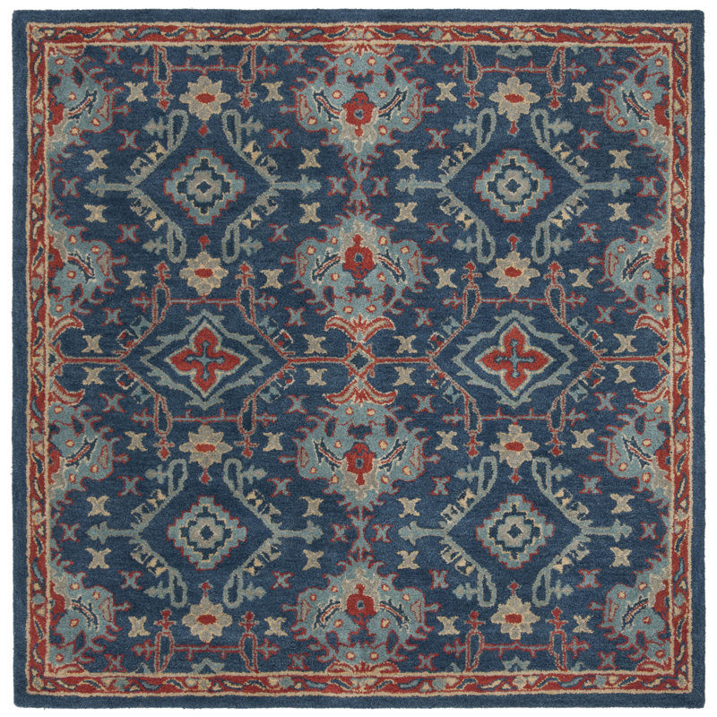 Tapis oriental en laine touffeté à la main Wahcheechee, Carré 6 pi
