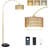 Arc Floor Lamp For Bedroom With Rattan & Linen Shades, Floor Lamp With Remote & Dimming Bulb, Rustic Standing Lamp With 3 Color Temperatures, Adjustable Height Farmhouse Tall Lamp For Living Room-503286045