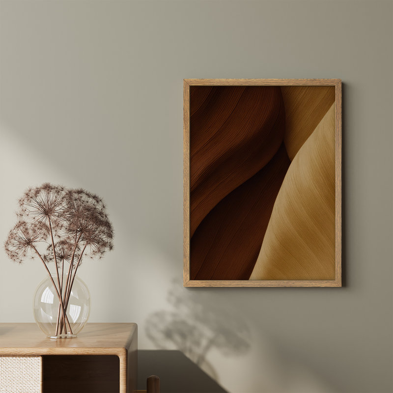 «Abstract Canyon», reproduction d'art encadrée géométrique de ton moderne pour décoration de chambre ou de bureau, Naturel