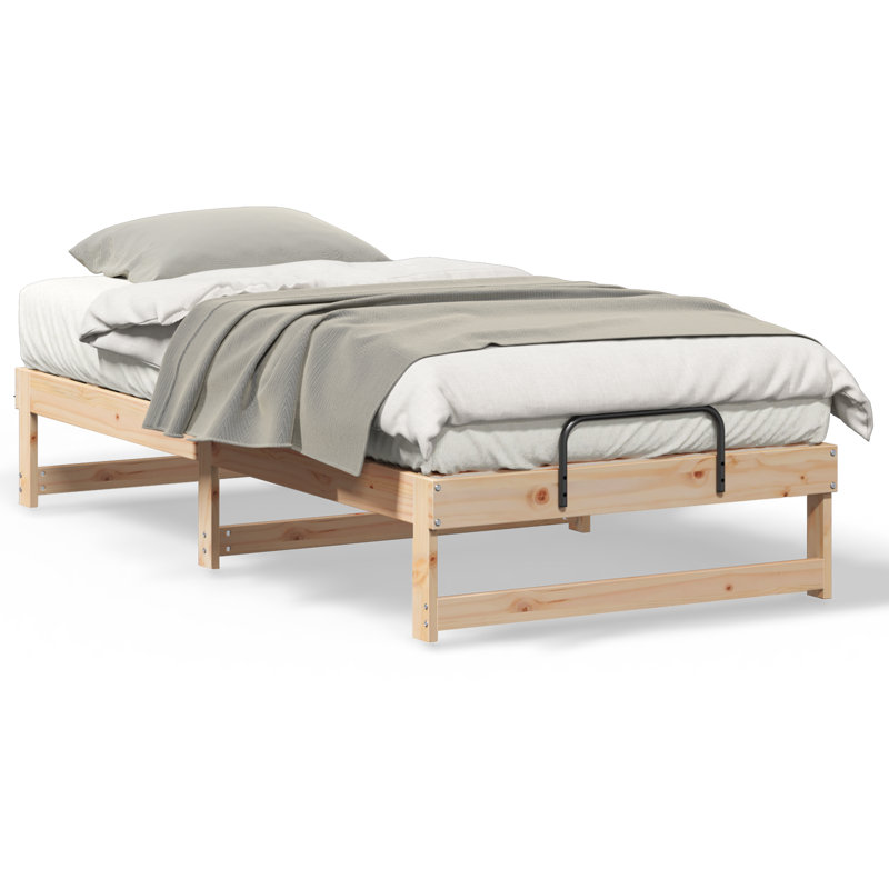 Bed Frame With Carry Handles Solid Pine Wood, Brown, Single (3')