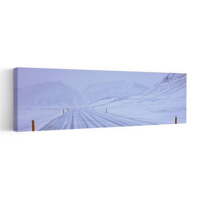 Sereine montagne enneigée route sereine tranquille paysage abstrait montagne art mural