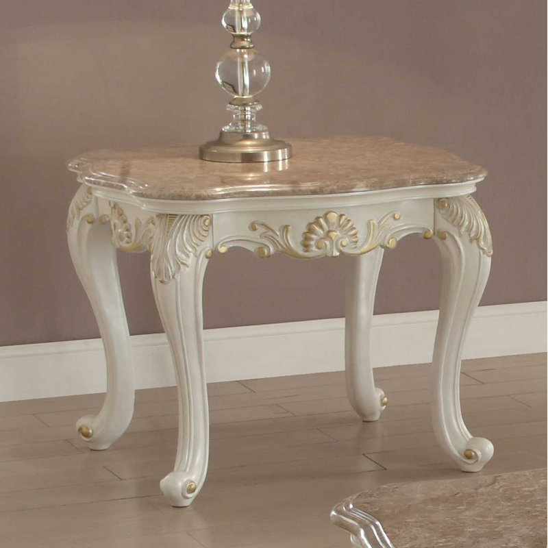 Table de bout Waldorf, blanc perle
