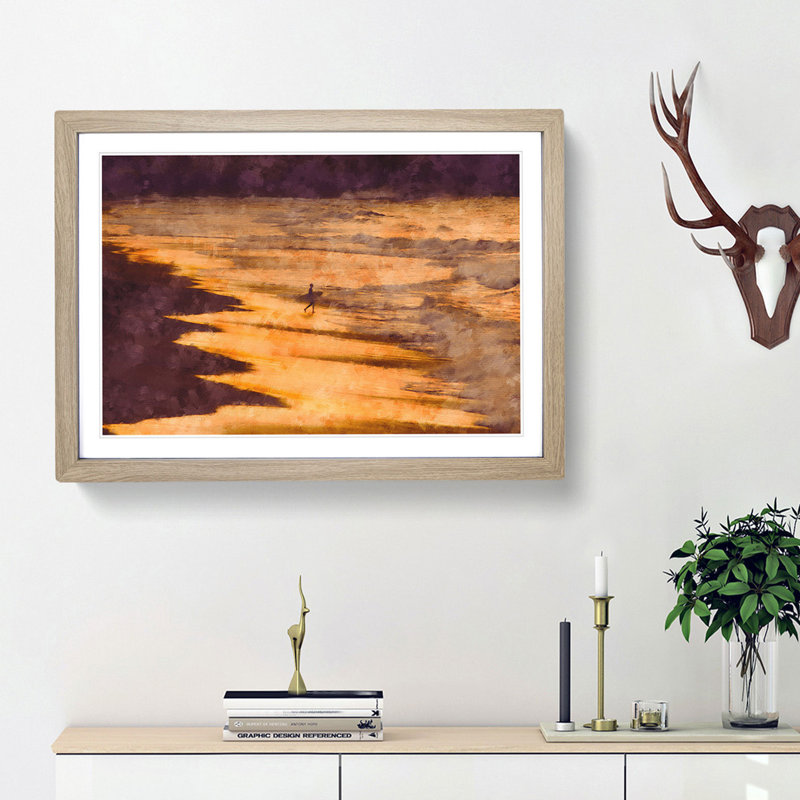 Heading into the Surf - Picture Frame Painting Print, Oak Framed, 45cm H x 63cm W x 2cm D