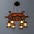 Retro Wooden 6-Light Ship's Wheel Pendant Light