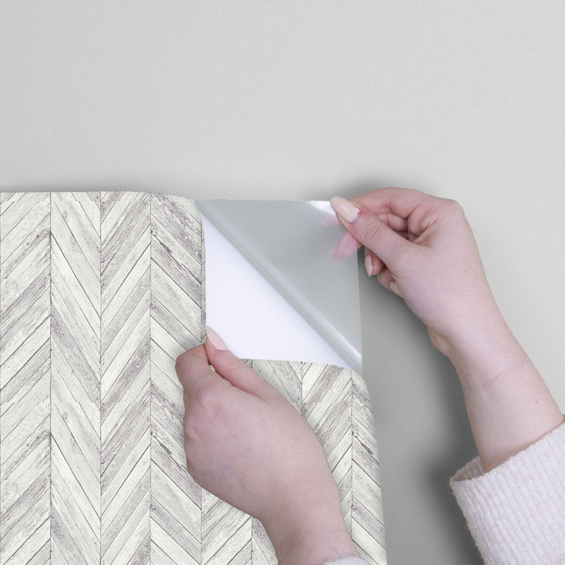 Dalessio Wood & Shiplap Vinyl Peel & Stick Wallpaper Roll, Light Gray