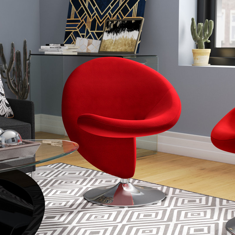 Edinburg Upholstered Swivel Accent Chair, Red