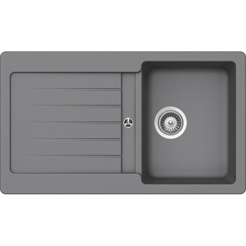SCHOCK Kitchen Sink 86 X 50 Cm Typos D-100 Nero - CRISTALITE Black Granite Sink From 45 Cm Base Unit Width, Black
