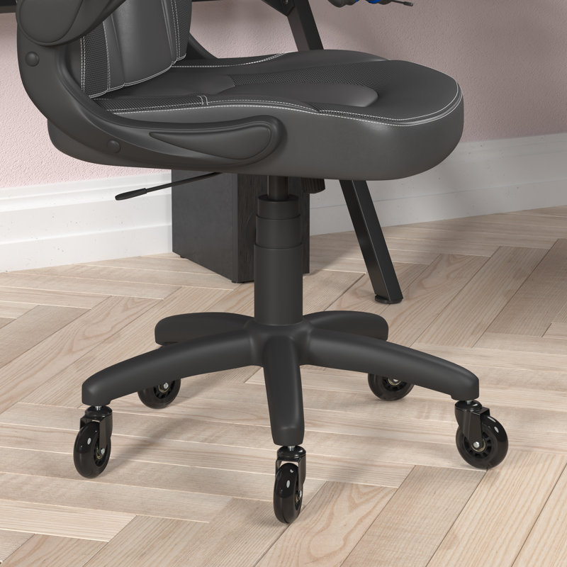 Fauteuil de jeu Katilyn avec roulettes et accoudoirs relevables - LeatherSoft, Noir