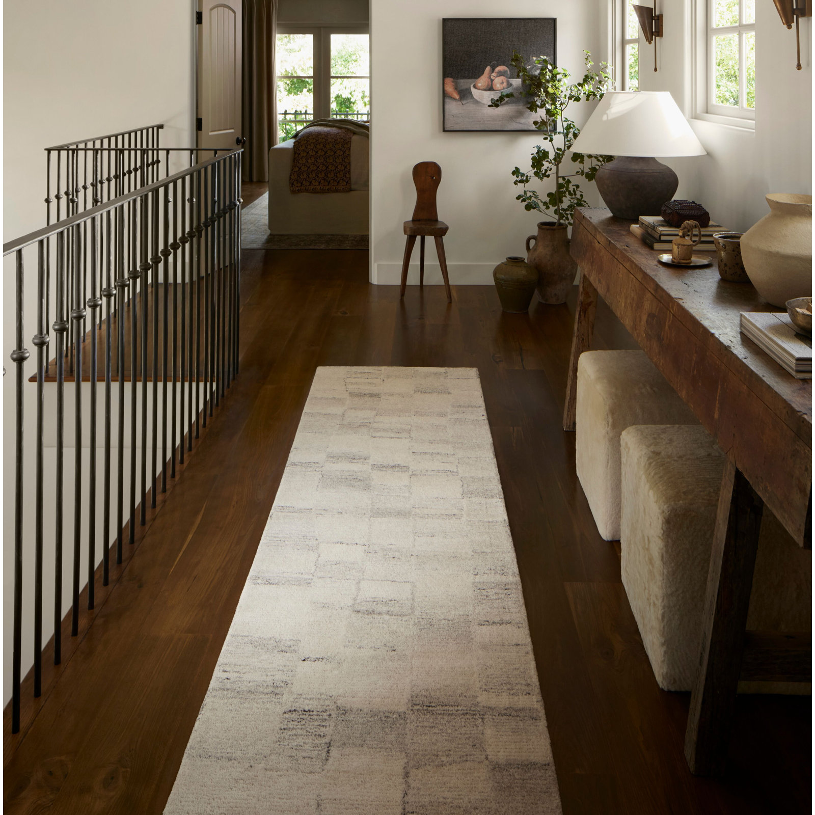 Amber Lewis x Loloi Rocky Ivory / Silver Area Rug, Runner 2'6" x 7'6"