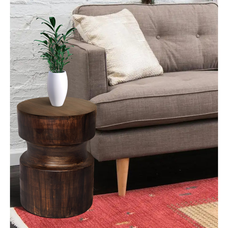 Table de bout cylindrique en bois massif 16 po