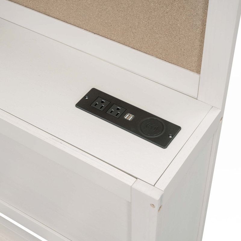 Wooden Daybed With 3 Storage Drawers, Upper Soft Board, Shelf, And A Set Of Sockets And USB Ports, Full/Double, White