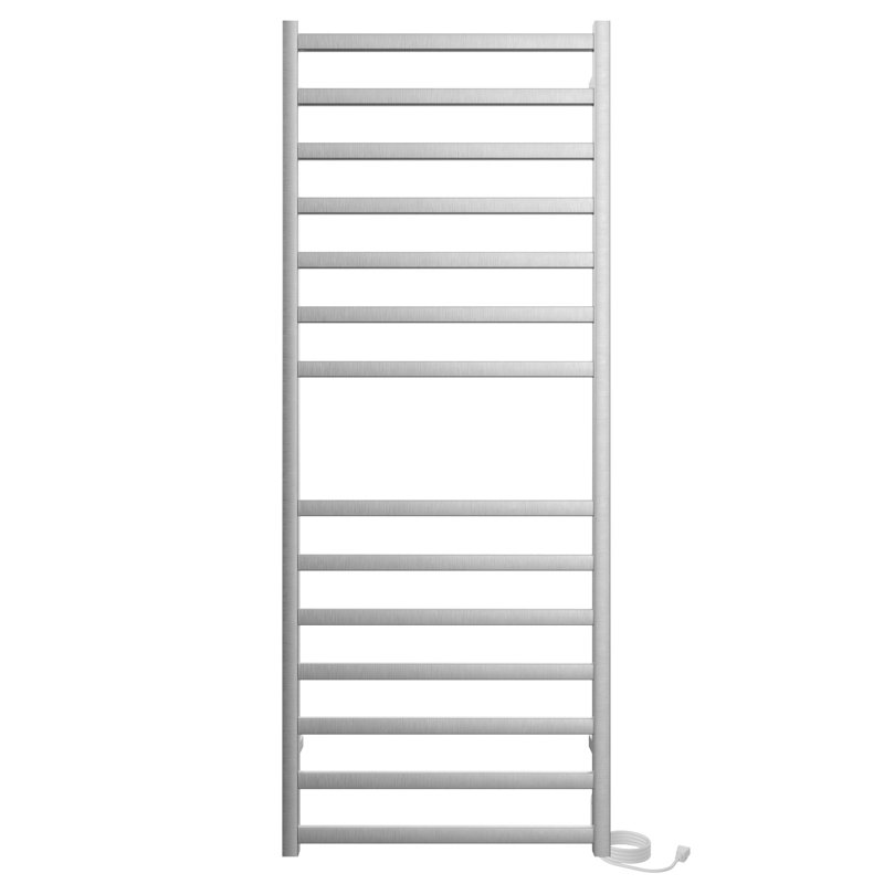 Chauffe-serviettes électrique mural 24 po x 60 po Kontour, H 60 po x l 24 po x P 4 po, Nickel brossé, Électrique à brancher