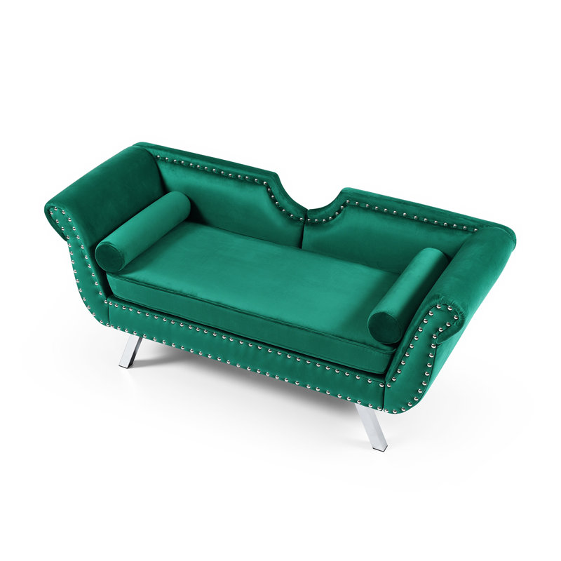 Egarr 61" Velvet Flared Arm Loveseat, Green