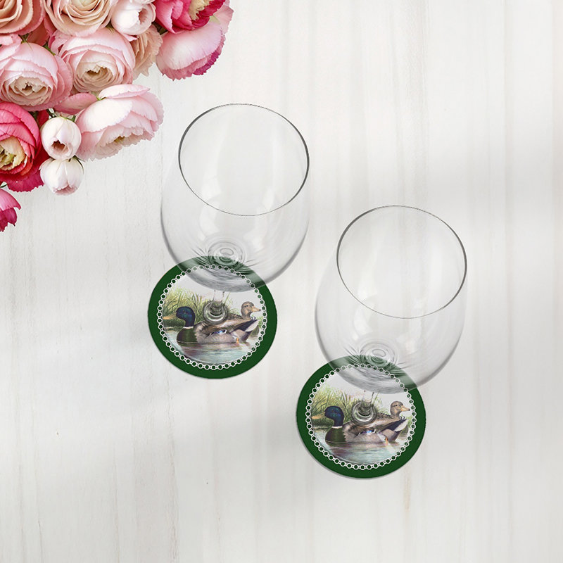 Sous-verres ronds en cuir vert, Vert