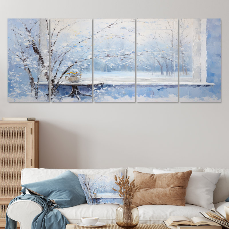 «Winter Landscape Snowfall Forest II - Winter Landscape», ensemble de 5 pièces d'art mural, H 28 po x l 60 po