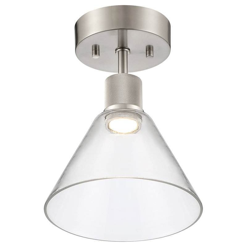 Port Nine Glass Semi Flush Mount, Brushed Steel