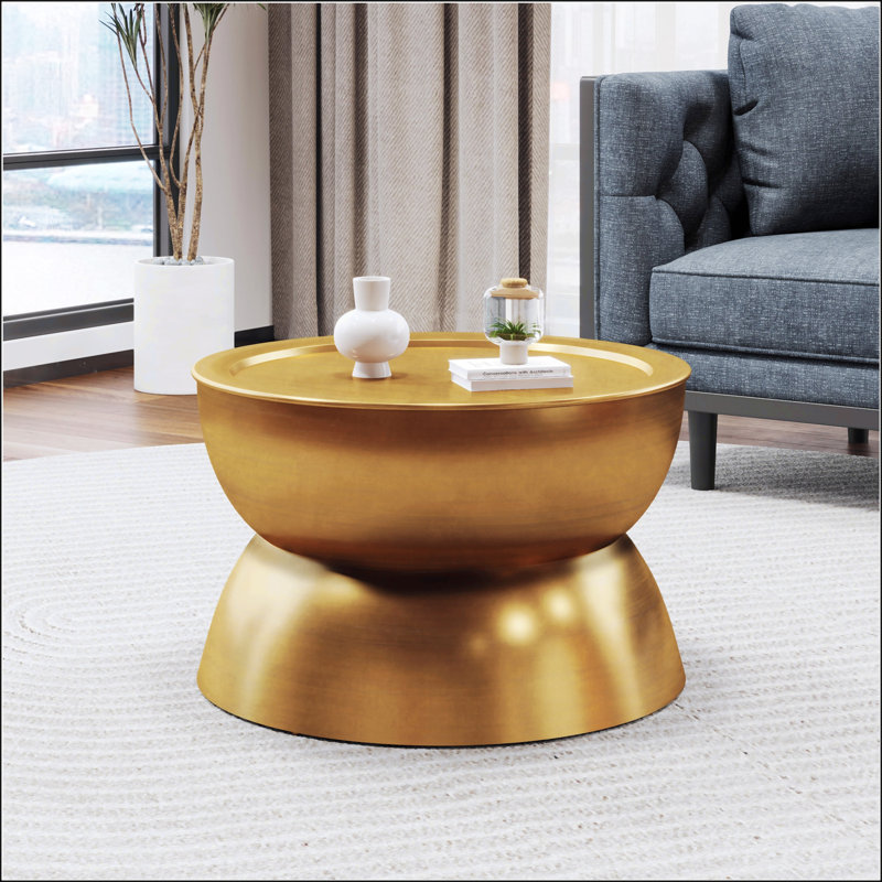 Élégante table basse martelée en métal avec un design de sablier et une structure en fer durable pour les intérieurs modernes