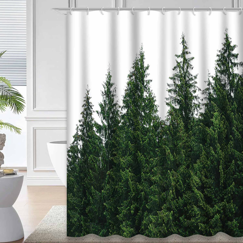 Rideau de douche avec 12 crochets Trees, L 72 po x l 78 po