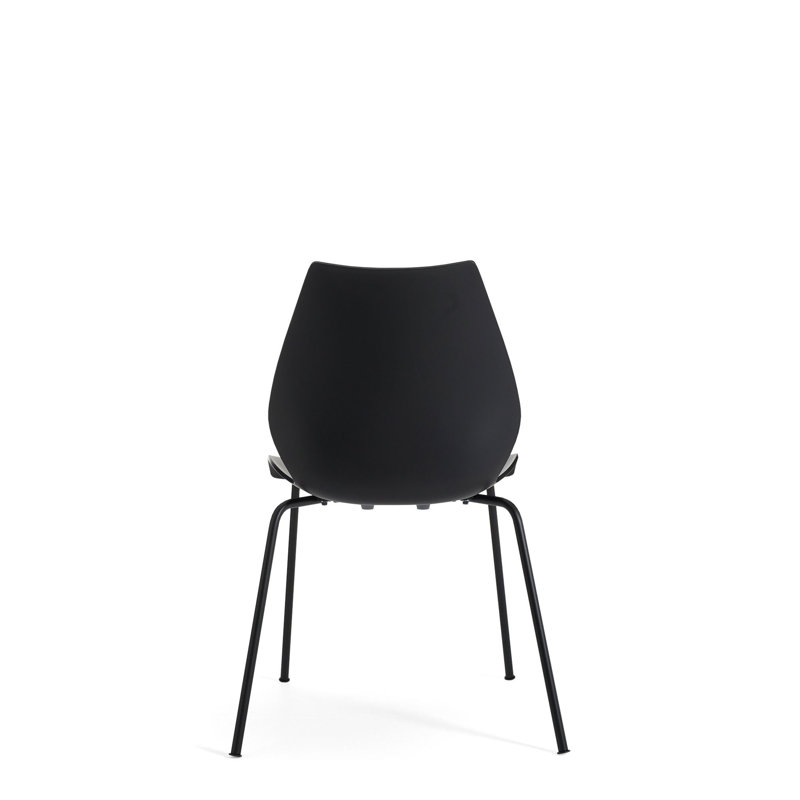 Maui Chair by Vico Magistretti, Charcoal, Black Painted Steel