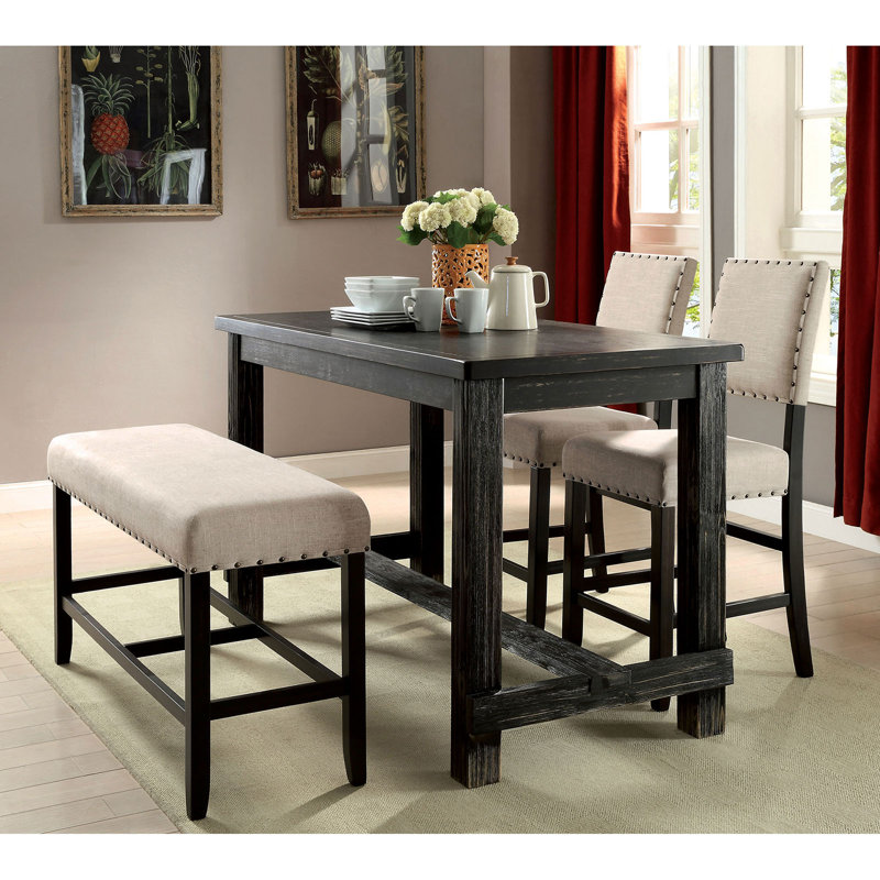 Ensemble repas à hauteur de comptoir pour 4 personnes, Noir antique
