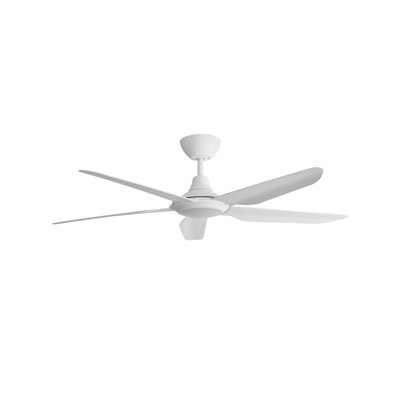 Ventilateur de plafond intelligent avec éclairage intégré de 56 pouces, étanchéité IP66 pour extérieur/zones côtières, 5 pales, moteur CC durable à 9 vitesses, 3 températures de couleur DEL et intensité variable, fonctionnement efficace et silencieux, rotation réversible, compatible avec les systèmes domotiques Matter et la télécommande, minuterie, résistant aux intempéries, blanc