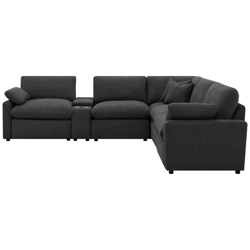6 modulaires modulaires inclinables électriques gris foncé pour se détendre et se ranger avec un plateau-coussin