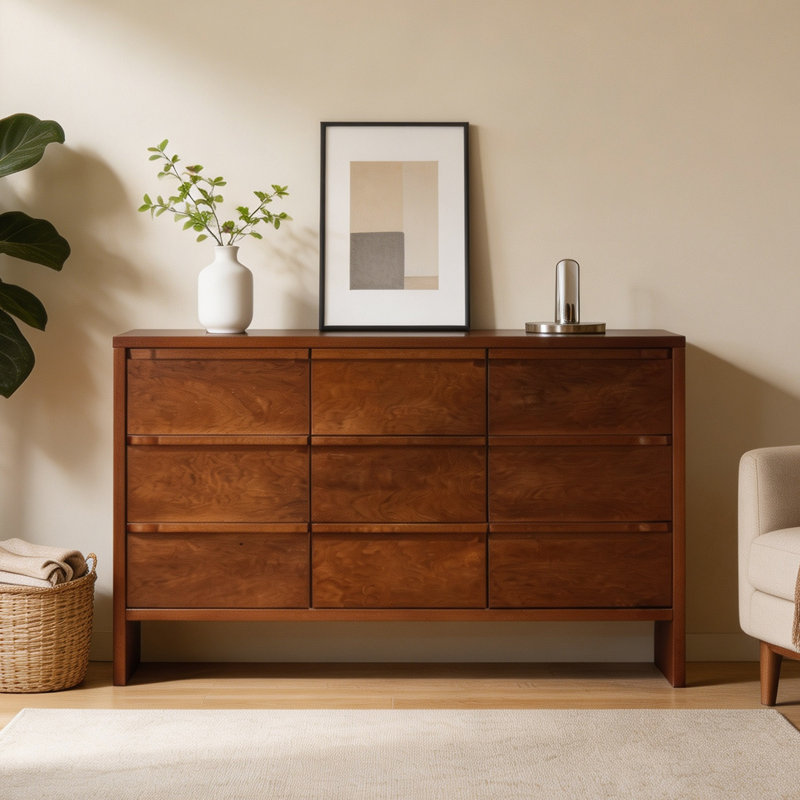 Buffet/meuble de rangement de style moderne du milieu du siècle, avec 2 portes et 3 tiroirs, idéal pour la cuisine, la salle à manger ou le salon.