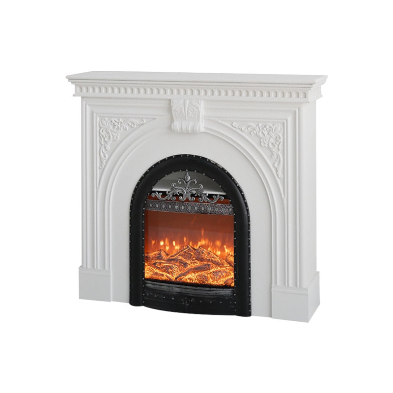 White Solid Wood Freestanding Fireplace