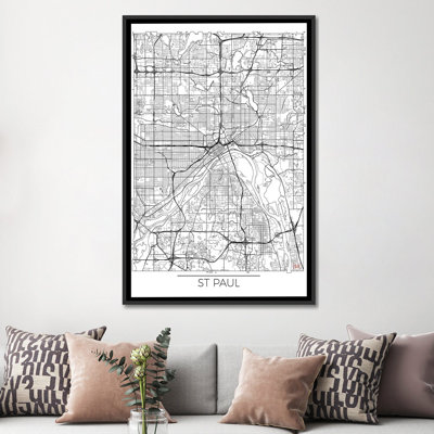 « st. paul minimal urban blueprint map », reproduction d’impression sur toile