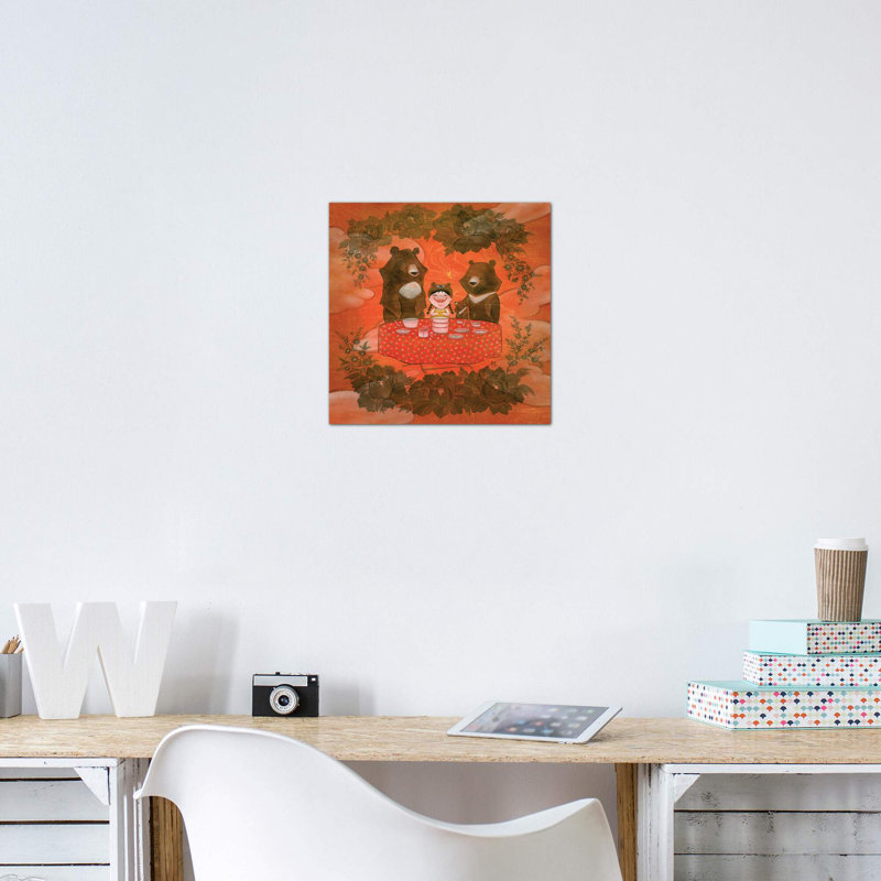 «Three Bears» par Martin Hsu - reproduction d'art, Toile tendue, Pas de tapis, H 12 po x l 12 po x P 0,75 po