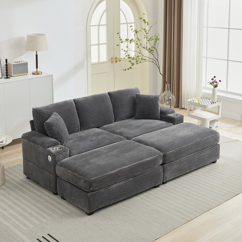 Modular Convertible Sectional Sofa, Gray