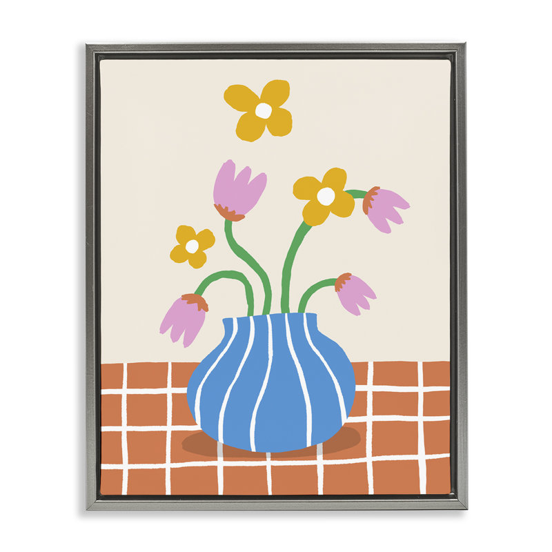 "Whimsical Flower Market", art mural encadré flottant par Ahmad, H 31 po x l 25 po, Cadre flottant gris lustré