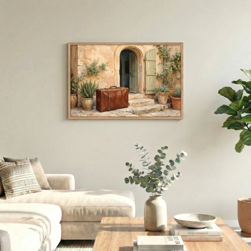 Ensemble de 1 tableau sur toile représentant une porte rustique, 32"H x 48"W, Natural