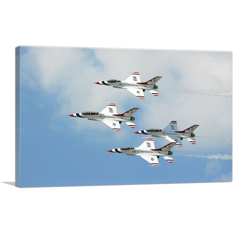 Avion de chasse, avion volant, formation - impression sur toile tendue, H 26 po x l 40 po x 1,5 po