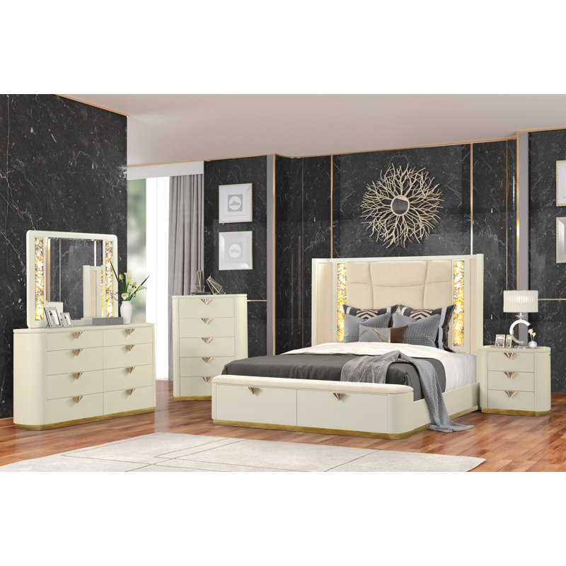 Ensemble de chambre avec très grand lit 5 pièces La Pierre Modern Style