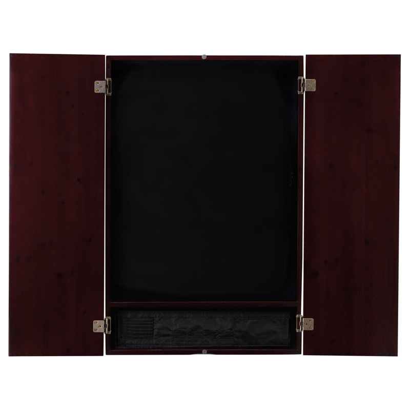 Laser Throw Line Electronic Dartboard and Cabinet Set with Darts, Mahogany