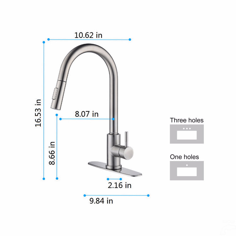 Robinet de cuisine tactile avec douchette extractible, Nickel brossé