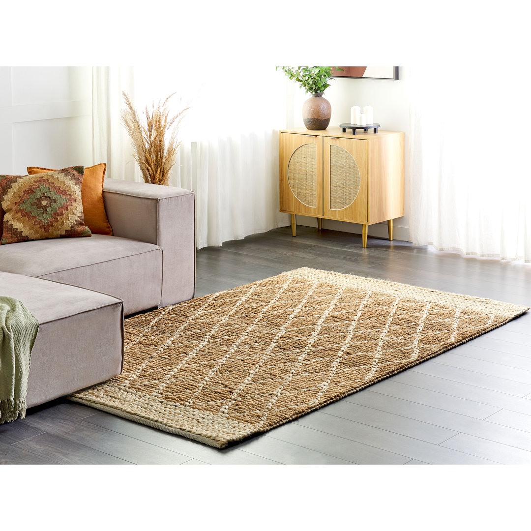 Handgefertigter Flachgewebe-Teppich Alexzandria in Beige