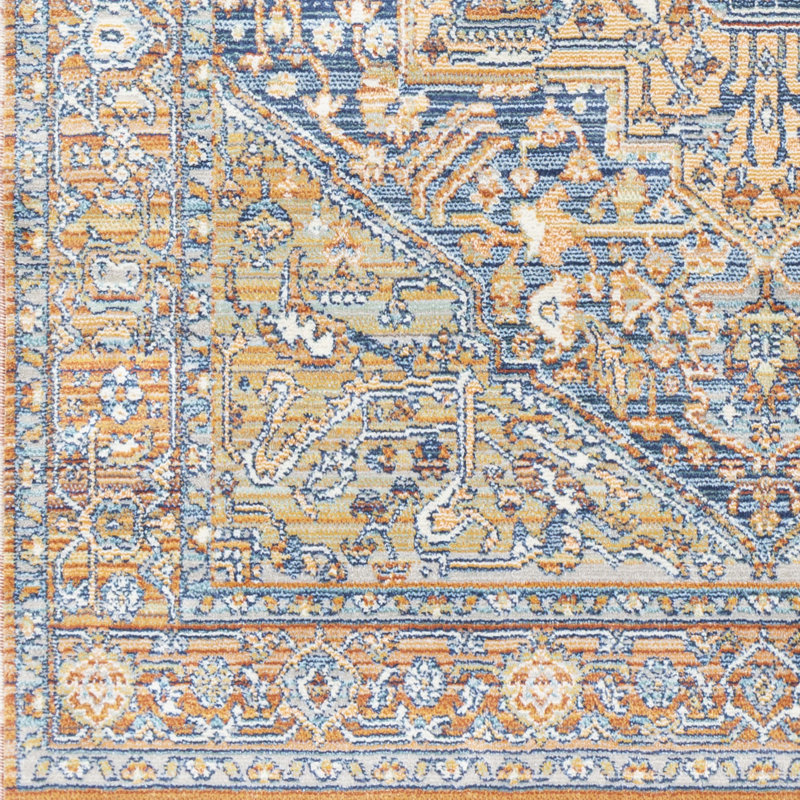 Soloman Oriental Ivory/Burnt Orange Indoor / Outdoor Area Rug, Rectangle 8'10" x 12'