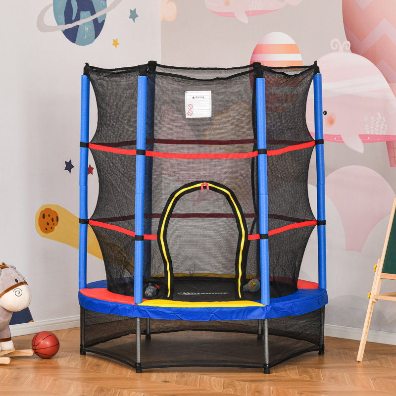 Hawkinge Freeport Park ft Round Backyard Trampoline with Safety Enclosure, Blue