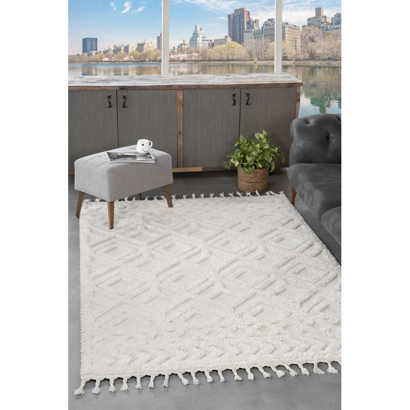 Beige Area Rug (3.3 x 6.6 ft), 100% Polypropylene, 1.1 in Pile Height | Machine Woven, Non-Slip Dot Underside, Antibacterial | Perfect for Living Room, Bedroom, & Home Decor, Easy to Clean with Spot Remover