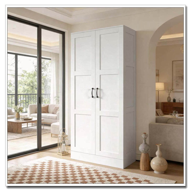 Armoire de rangement autoportante moderne pour salle de bain, Blanc
